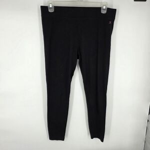 Danskin Black High Rise Leggings XL Rose Gold Foil Ballerina Logo Athleisure